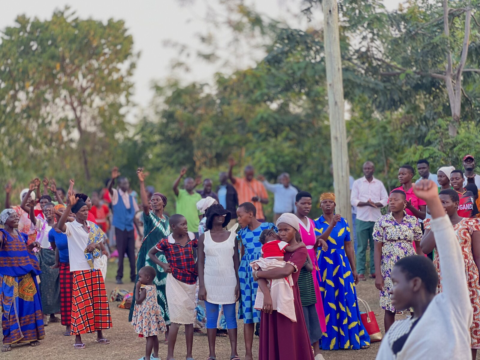 An open-air ministry gathering in a village in Bugiri, Uganda