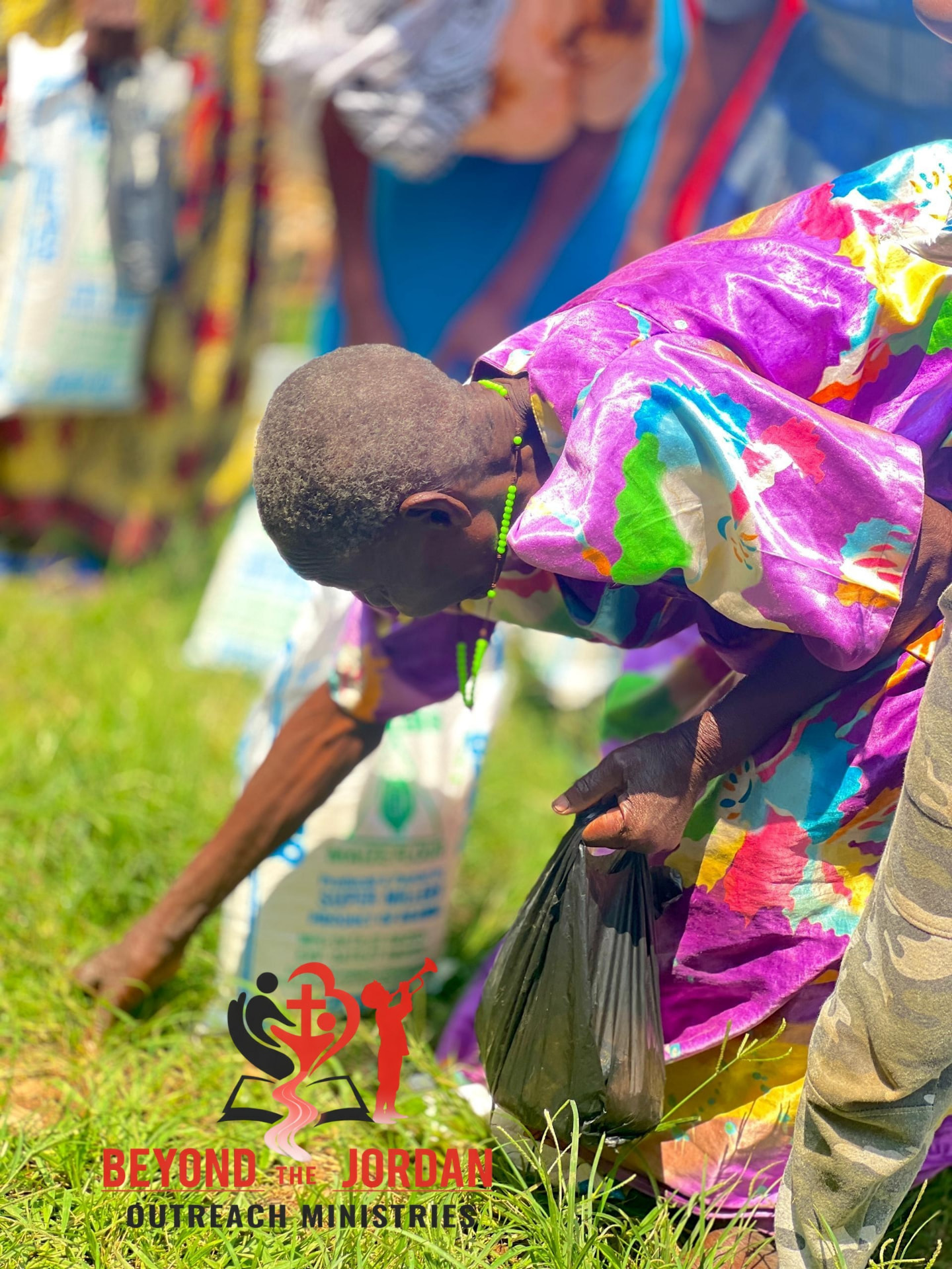 Receiving relief supplies