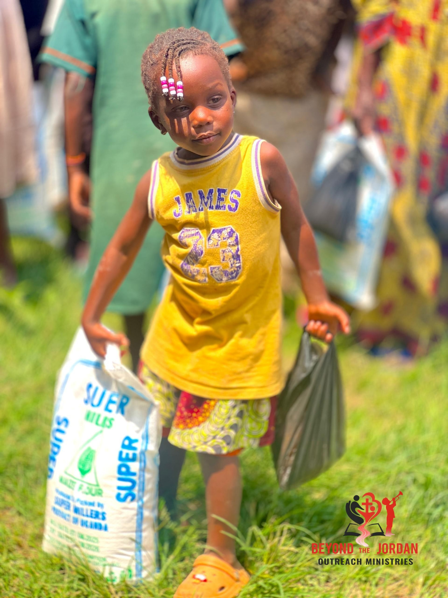 Carrying home a food parcel